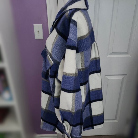 George Plus Blue Plaid Shacket (Plus Size) - Picture 2 of 12